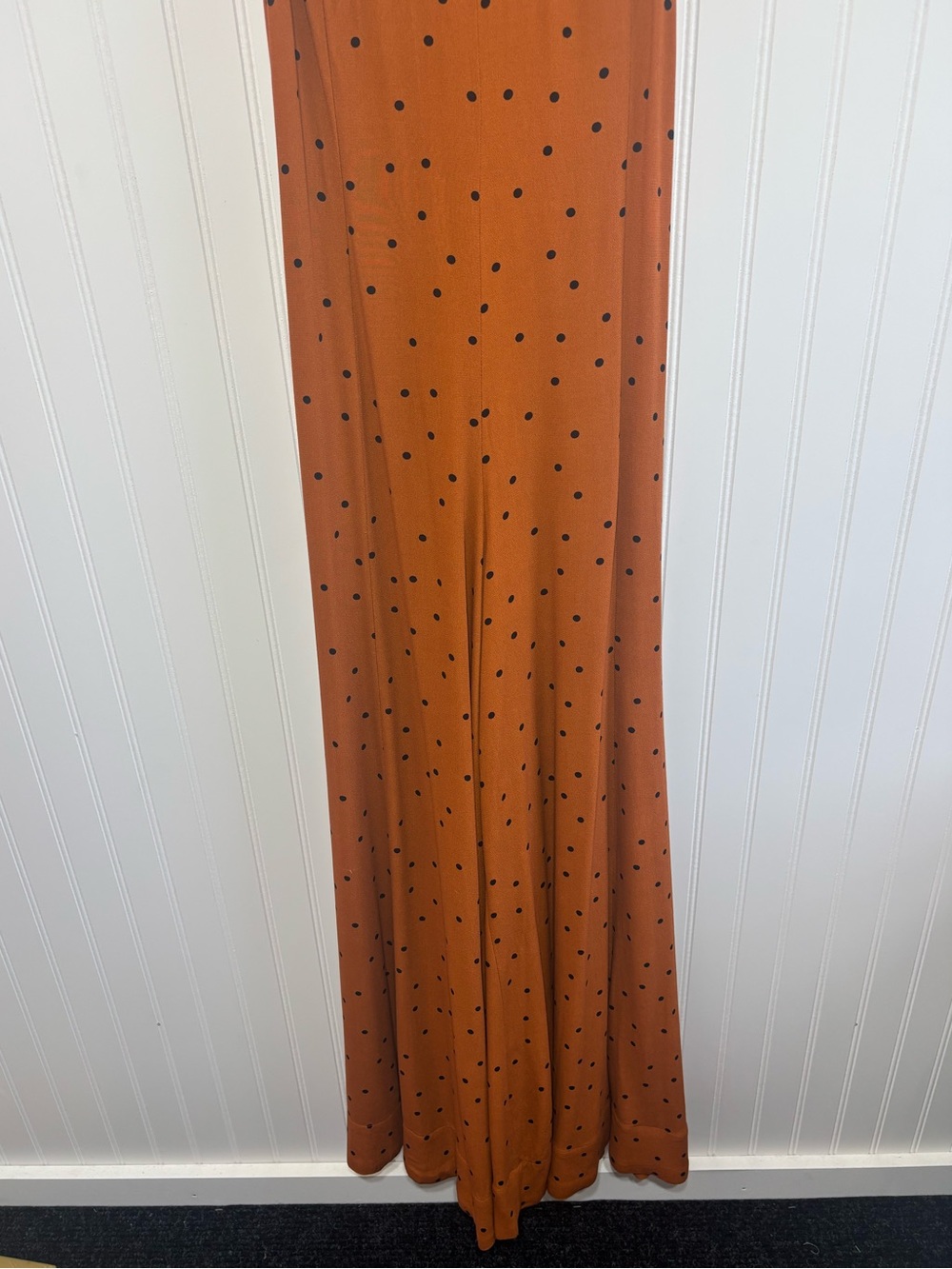 Free People Rust Orange Polka-Dot Spaghetti-Strap Wide-Leg Jumpsuit - Picture 5 of 16